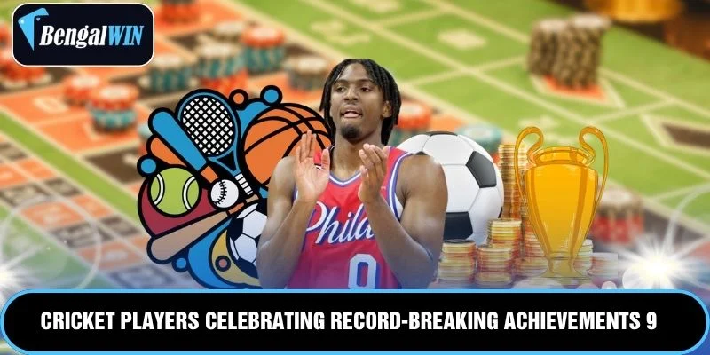 Cricket players celebrating record-breaking achievements 9 Wickets